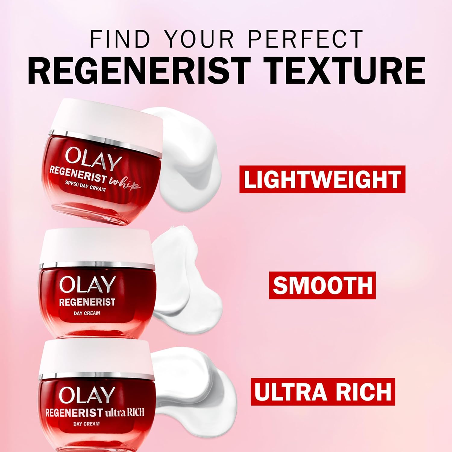 Olay Regenerist Whip lightweight moisturiser SPF 30, 50ml red jar with white cream