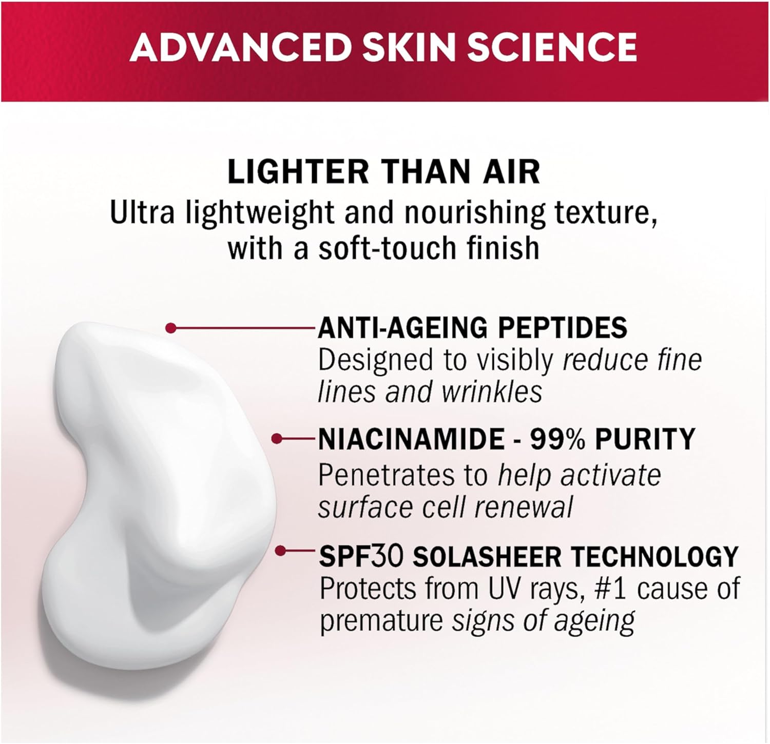 Olay Regenerist Whip Light As Air Moisturiser SPF 30, 50ml white cream texture