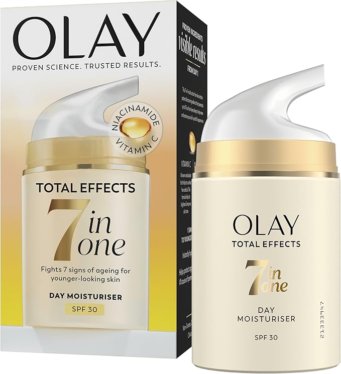 Olay Total Effects 7-in-1 Day Moisturiser SPF 30, 50 ml jar with gold lid