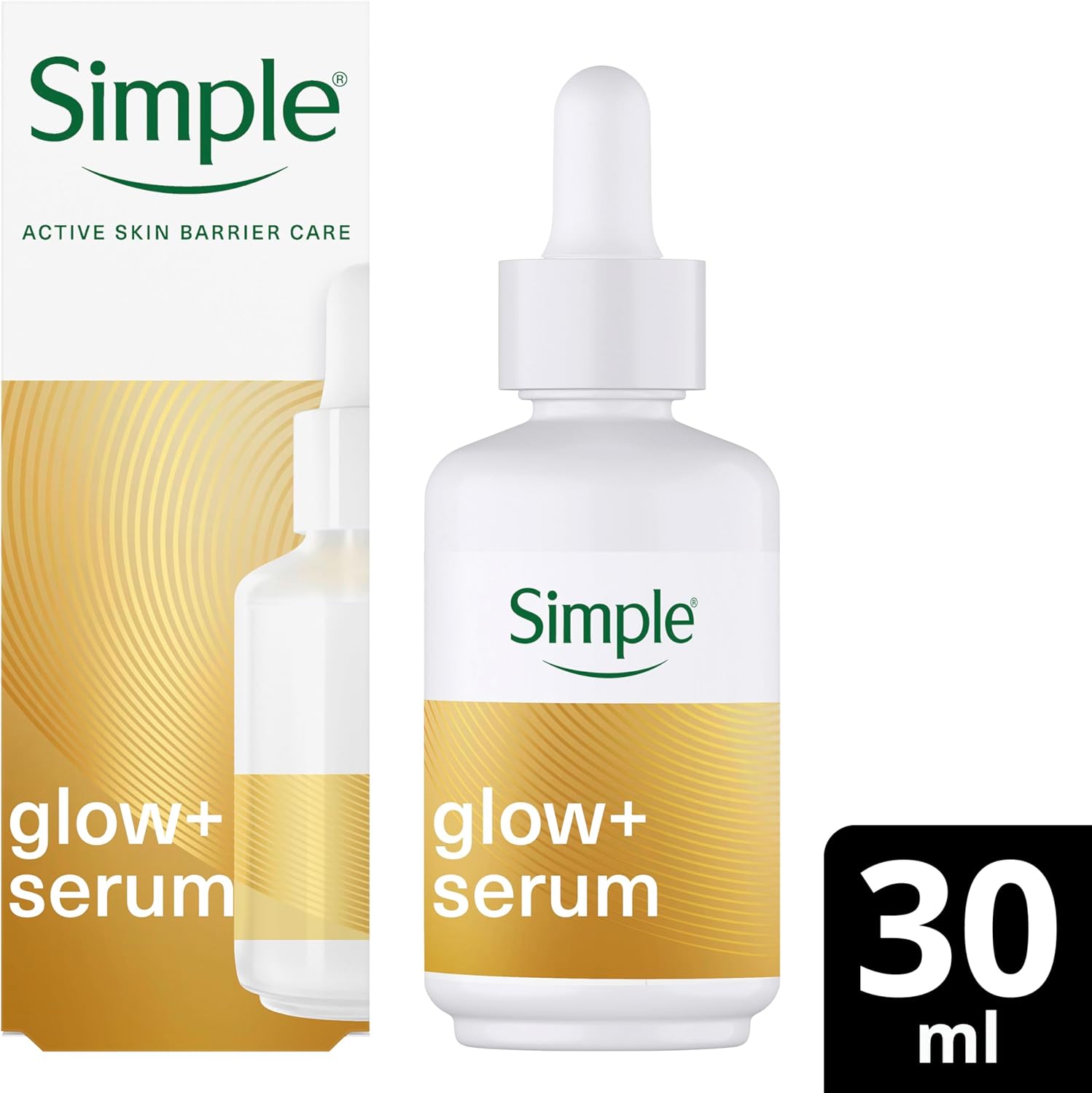 Simple Glow+ Serum Vitamin C+E+F 30ml white dropper bottle
