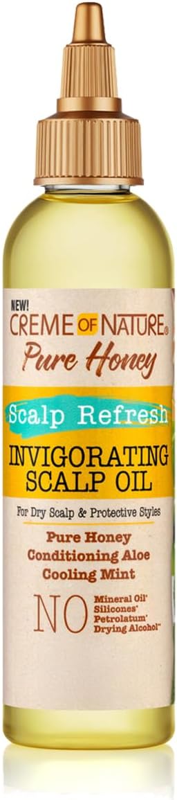 Creme of Nature Pure Honey Scalp Refresh Invigorating Scalp Oil 4oz bottle with gold cap