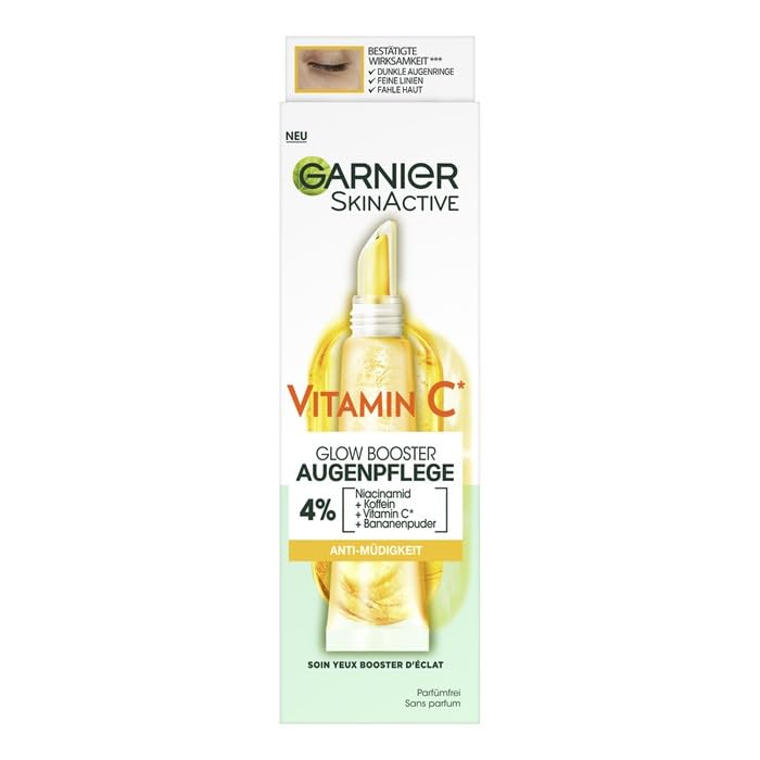 Garnier SkinActive Vitamin C Brightening Eye Cream 15mL yellow bottle