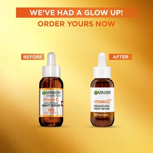 Garnier SkinActive Vitamin C Brightening Night Serum 30ml amber glass bottle
