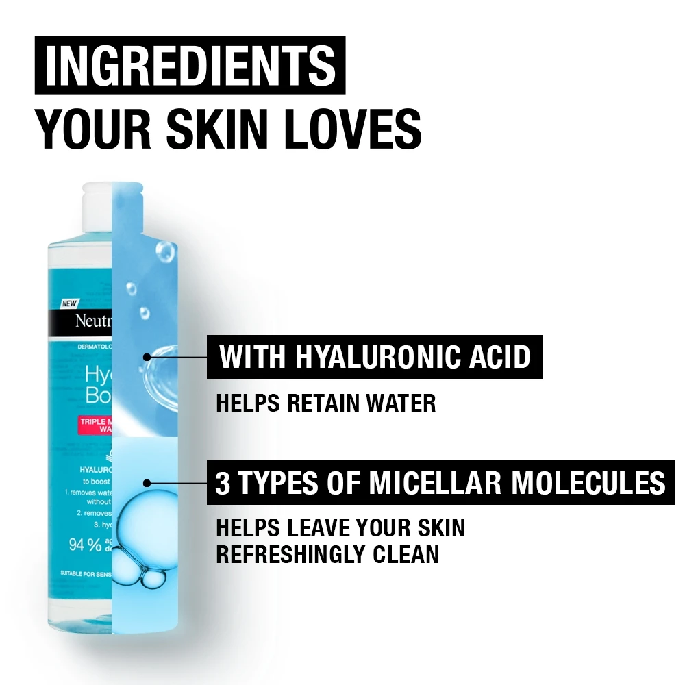 Neutrogena Hydro Boost hyaluronic triple micellar water 13.5 oz bottle
