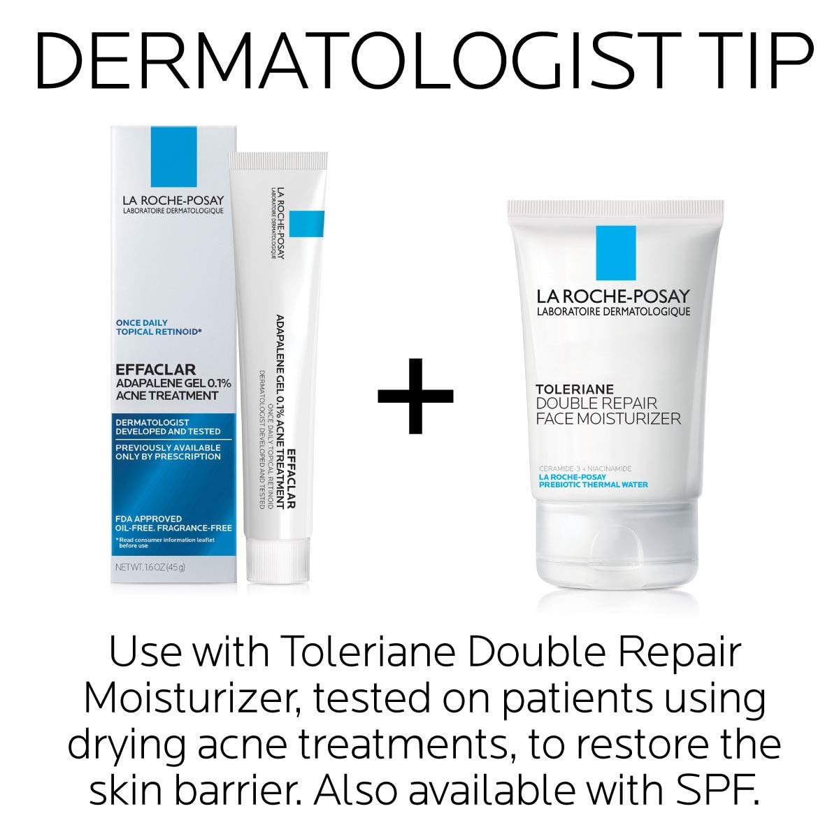 La Roche-Posay Effaclar Adapalene Gel 0.1% acne treatment tube and box
