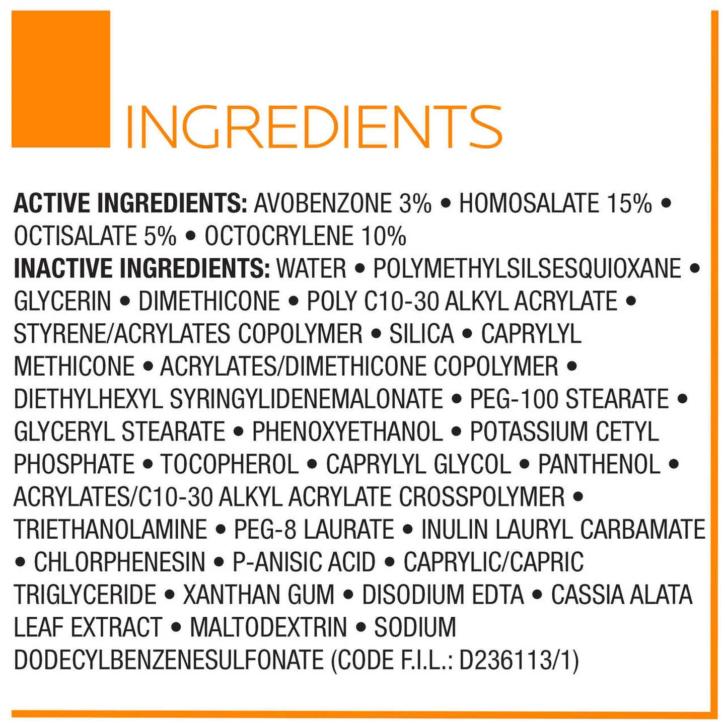 La Roche-Posay Anthelios Melt-in Milk Sunscreen SPF 100 ingredients list
