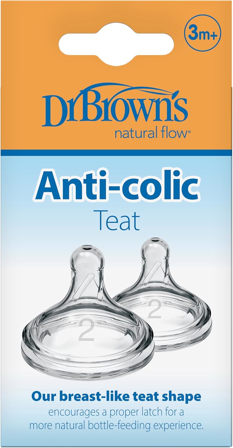 Dr Brown's Options+ Anti-colic Teat 3m+ two pack bottle teats