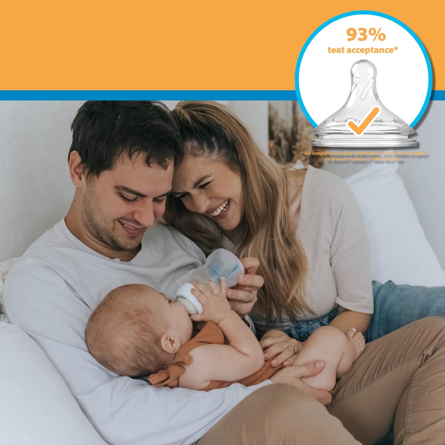 Dr. Brown's Options+ 3 month teat, 2 pack, clear silicone bottle nipple