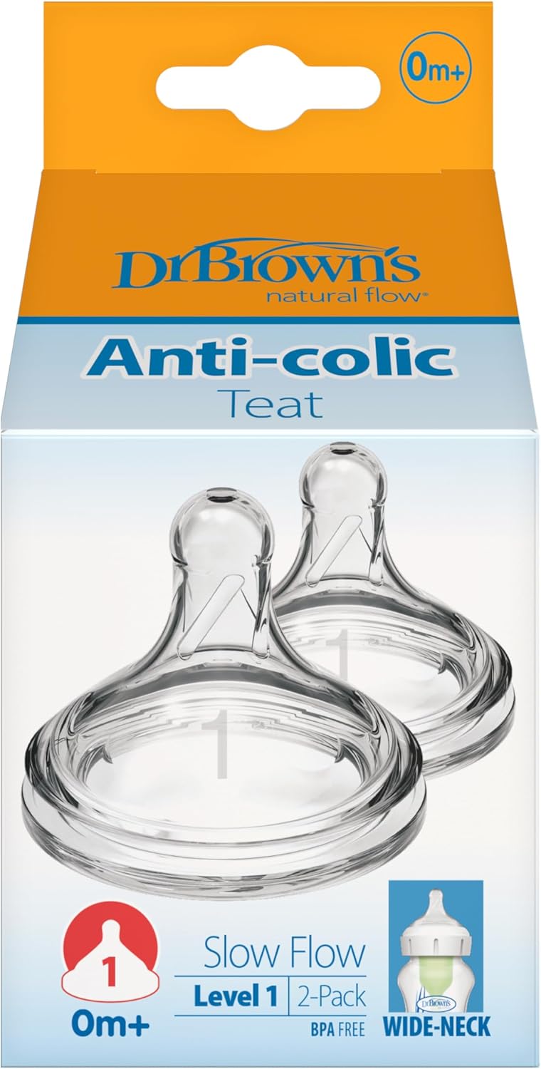 Dr. Brown's Options+ anti-colic teat 0m+ slow flow 2-pack wide-neck