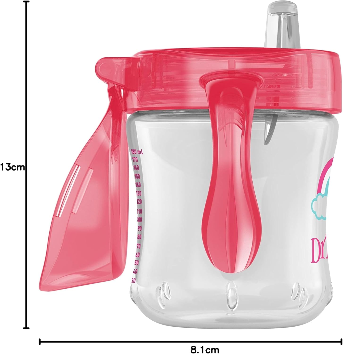 Dr Brown's pink soft-spout transition cup 180ml with handles