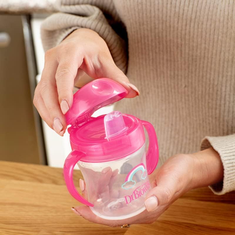 Dr Brown's Soft-Spout Transition Cup pink 180ml with handles
