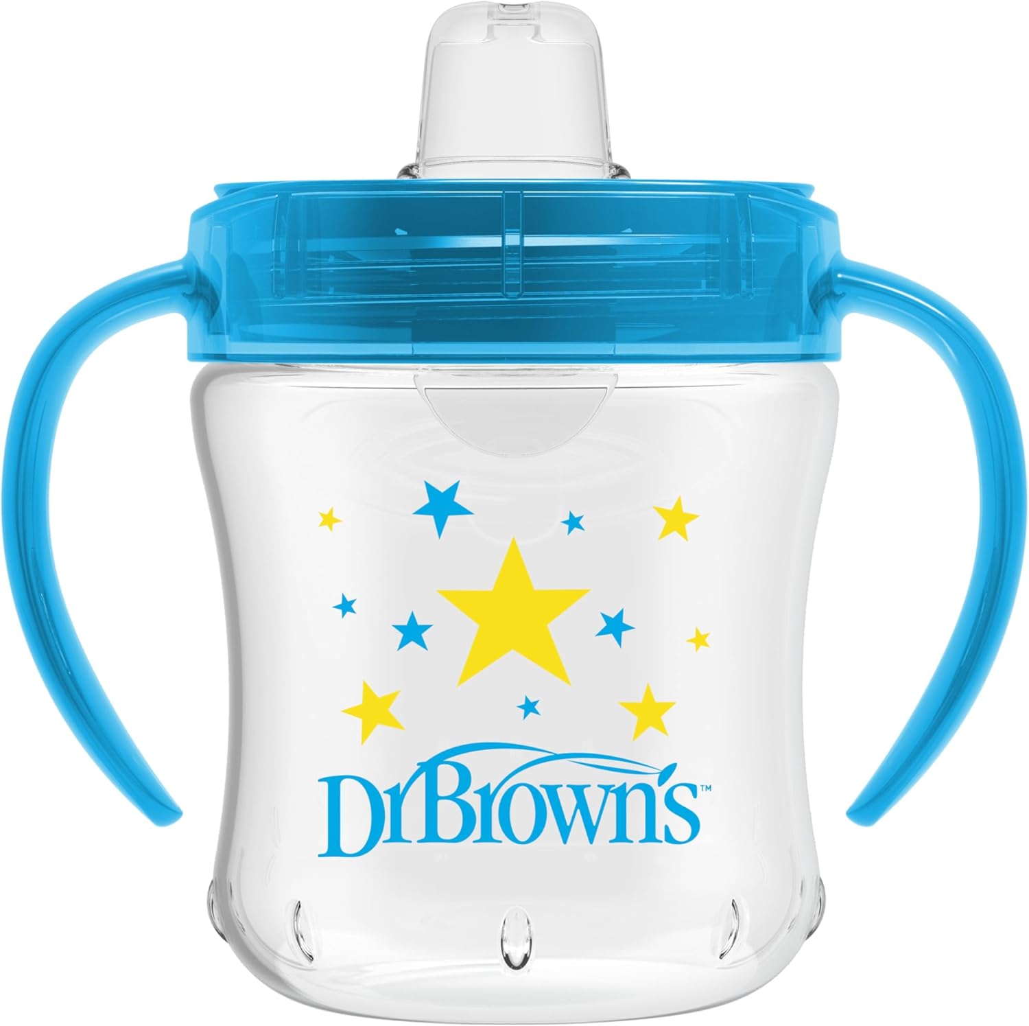 Dr Brown's soft-spout transition cup blue 180ml with star design