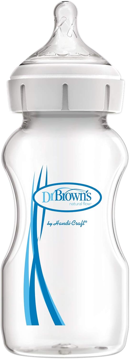 Dr Brown's Options+ clear plastic baby bottle 270ml with white collar