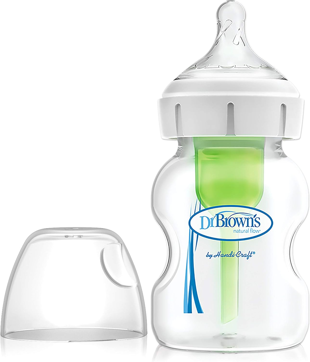 Dr Brown's Options+ baby bottle 150ml white with clear teat and sleeve