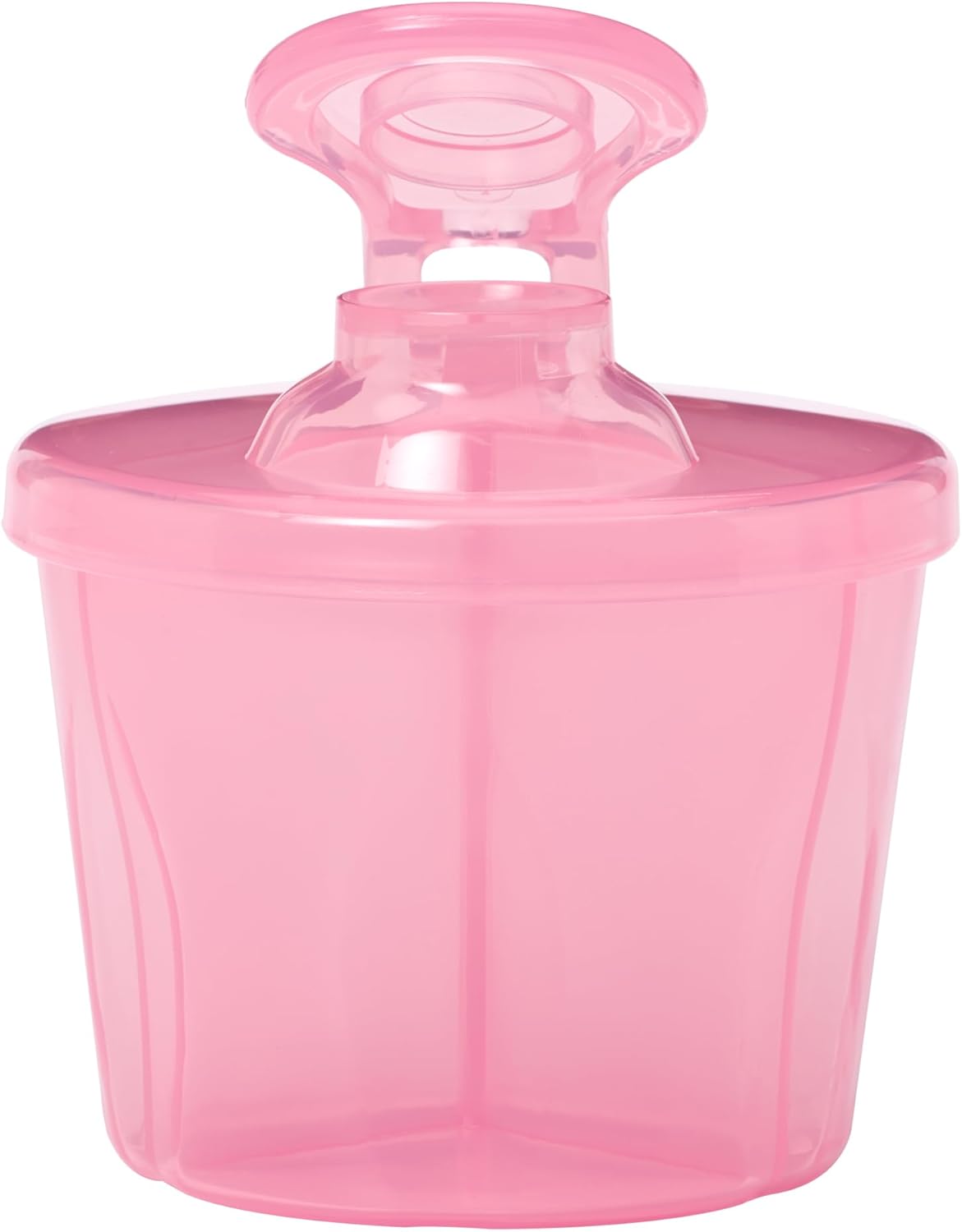 Dr. Brown's pink milk powder dispenser with flip-top lid for baby formula