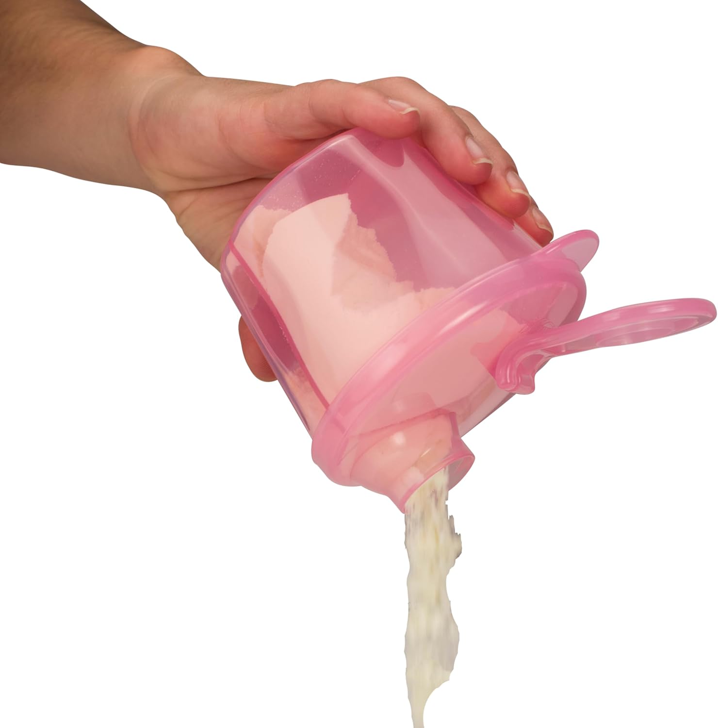 Dr. Brown's pink milk powder dispenser with scoop and lid
