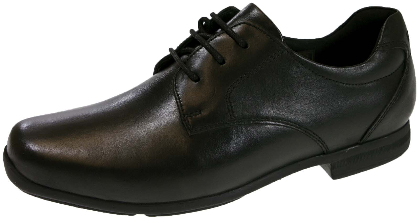BMS black leather school shoe for boys with three lace fastening