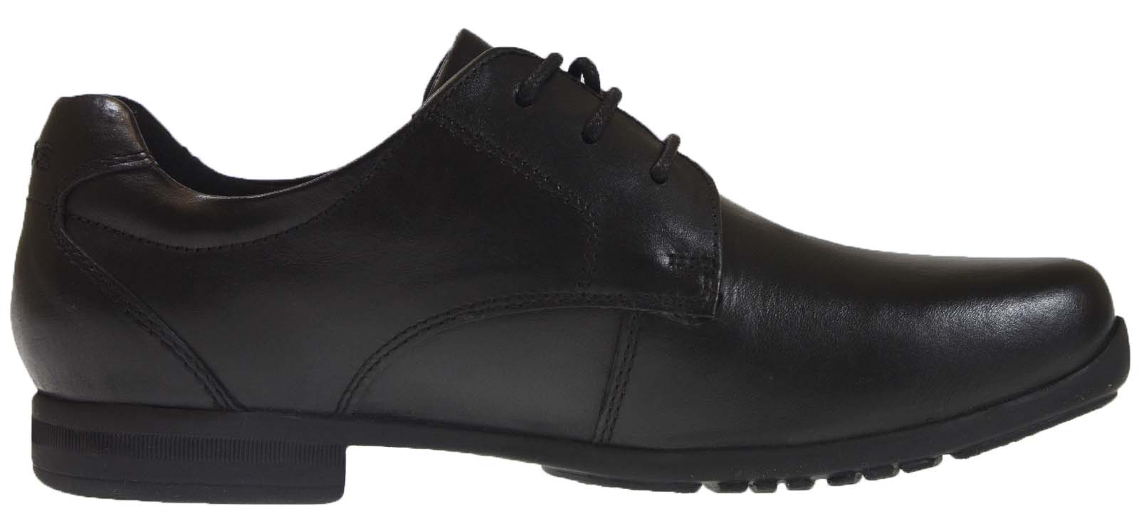 BMS black leather boys school shoes with three strap fastening system