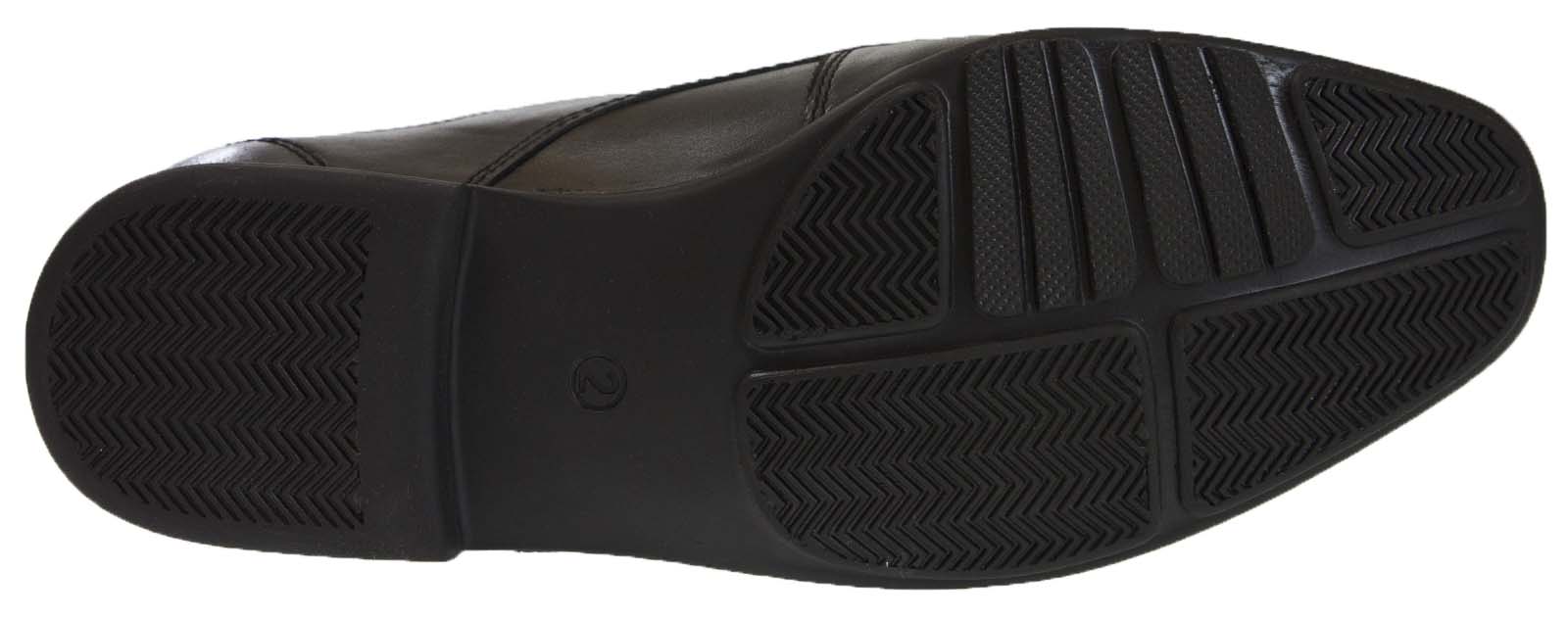 BMS school shoes boys black leather three strap design sole view