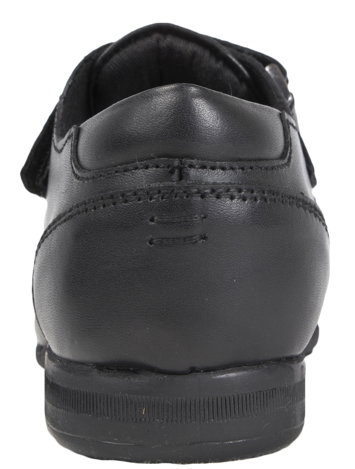 BMS black leather school shoes boys three strap fastening