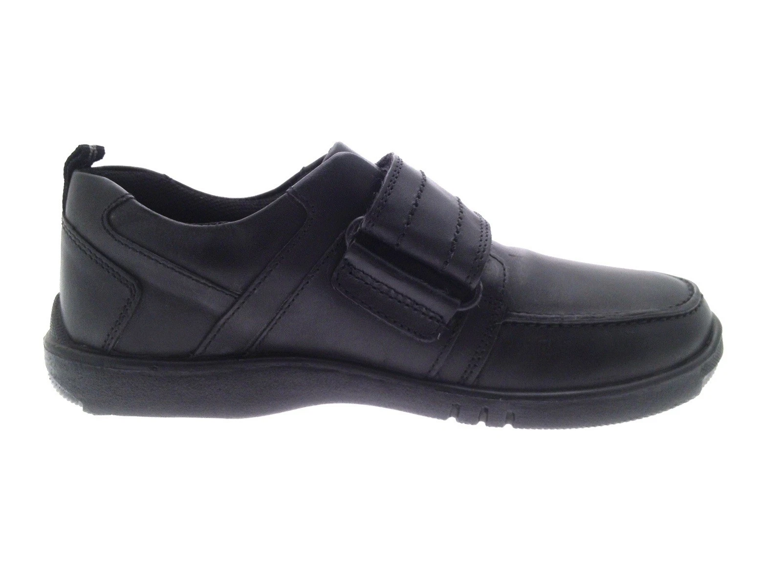 BMS black boys school shoe with velcro strap fastening