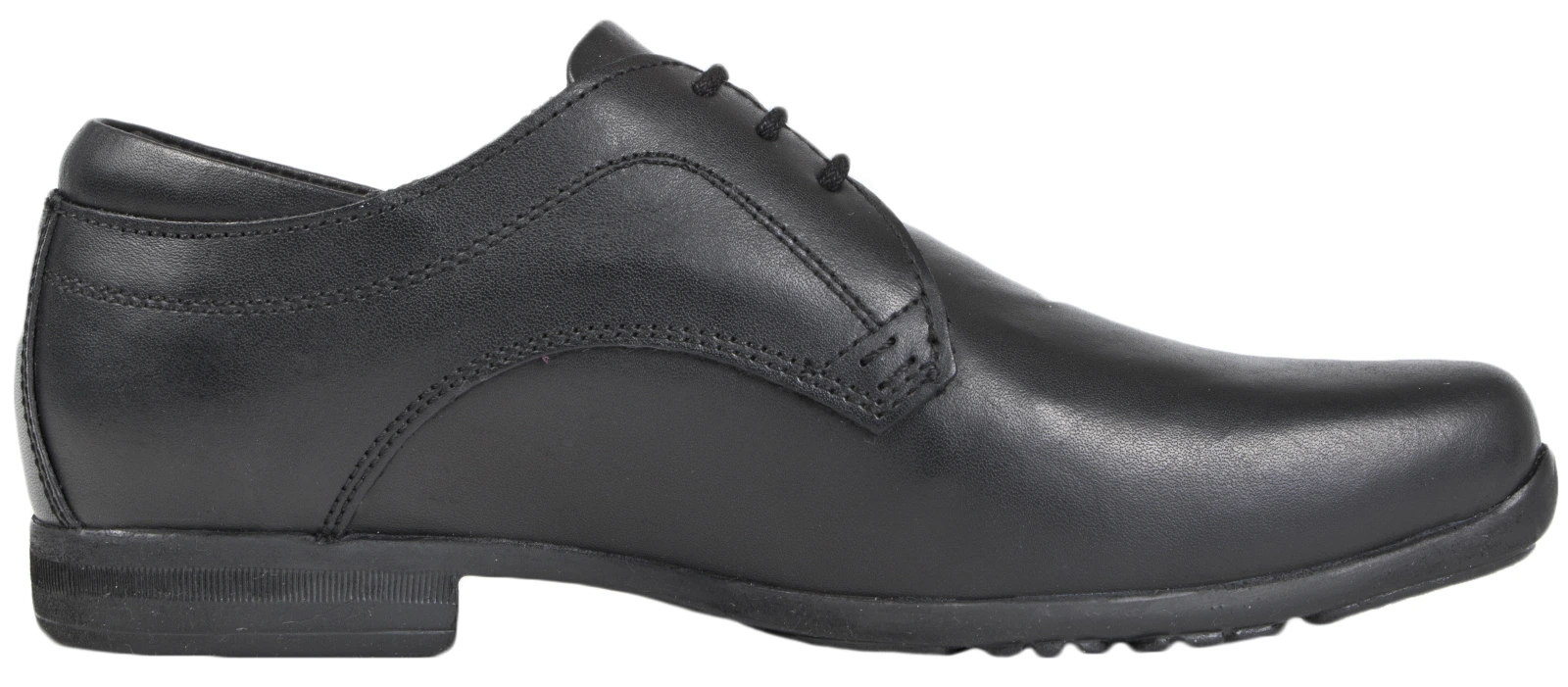 BMS School Shoes Boys 3 Stap black leather lace-up shoe