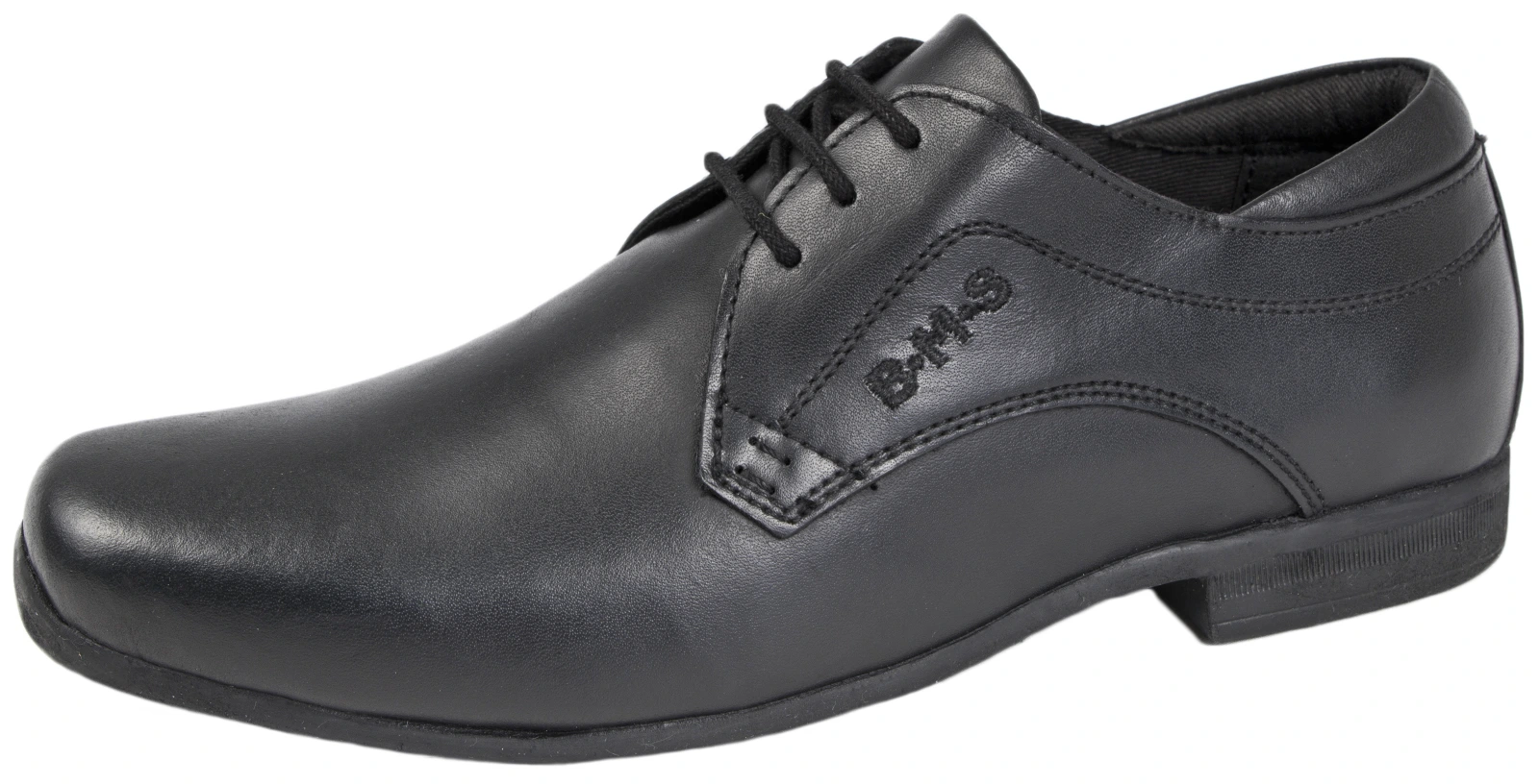 BMS black school shoe for boys with three lace fastening