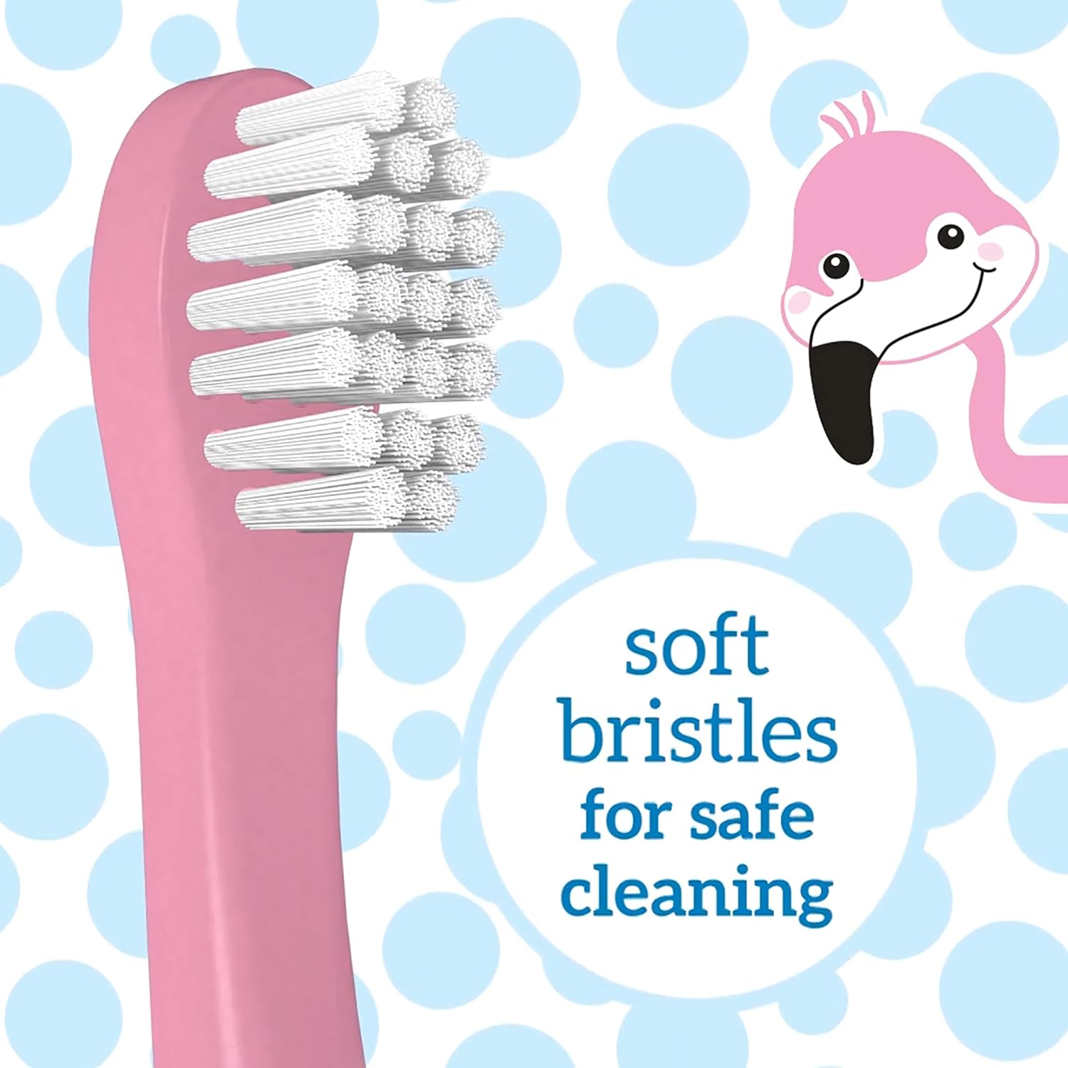 Dr Brown's pink flamingo toddler toothbrush with soft bristles