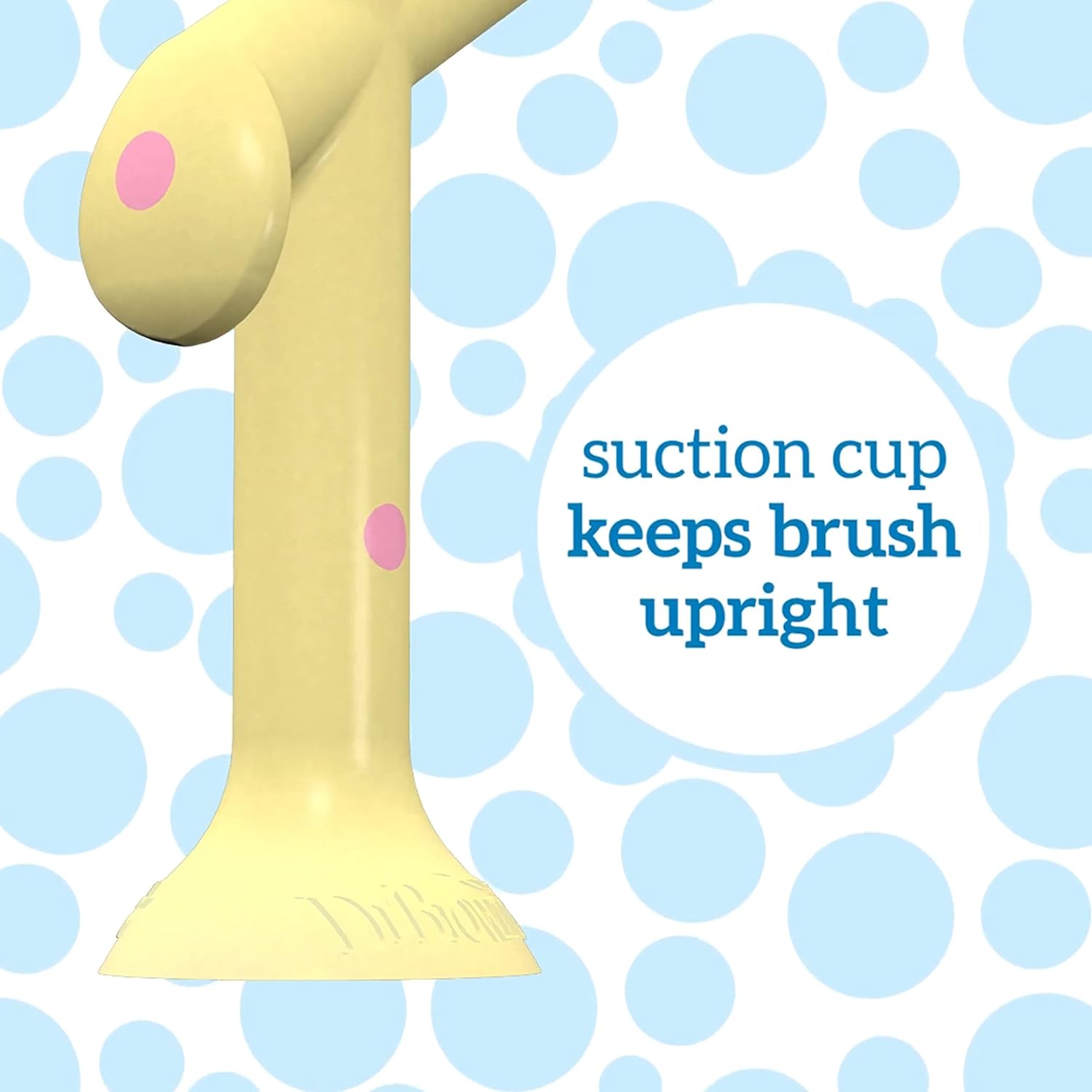 Dr Brown's yellow flamingo toddler toothbrush with suction cup base