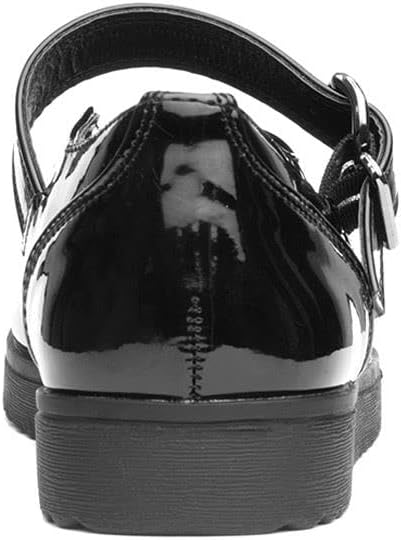 Little Diva Krush black school shoes for girls with buckle straps