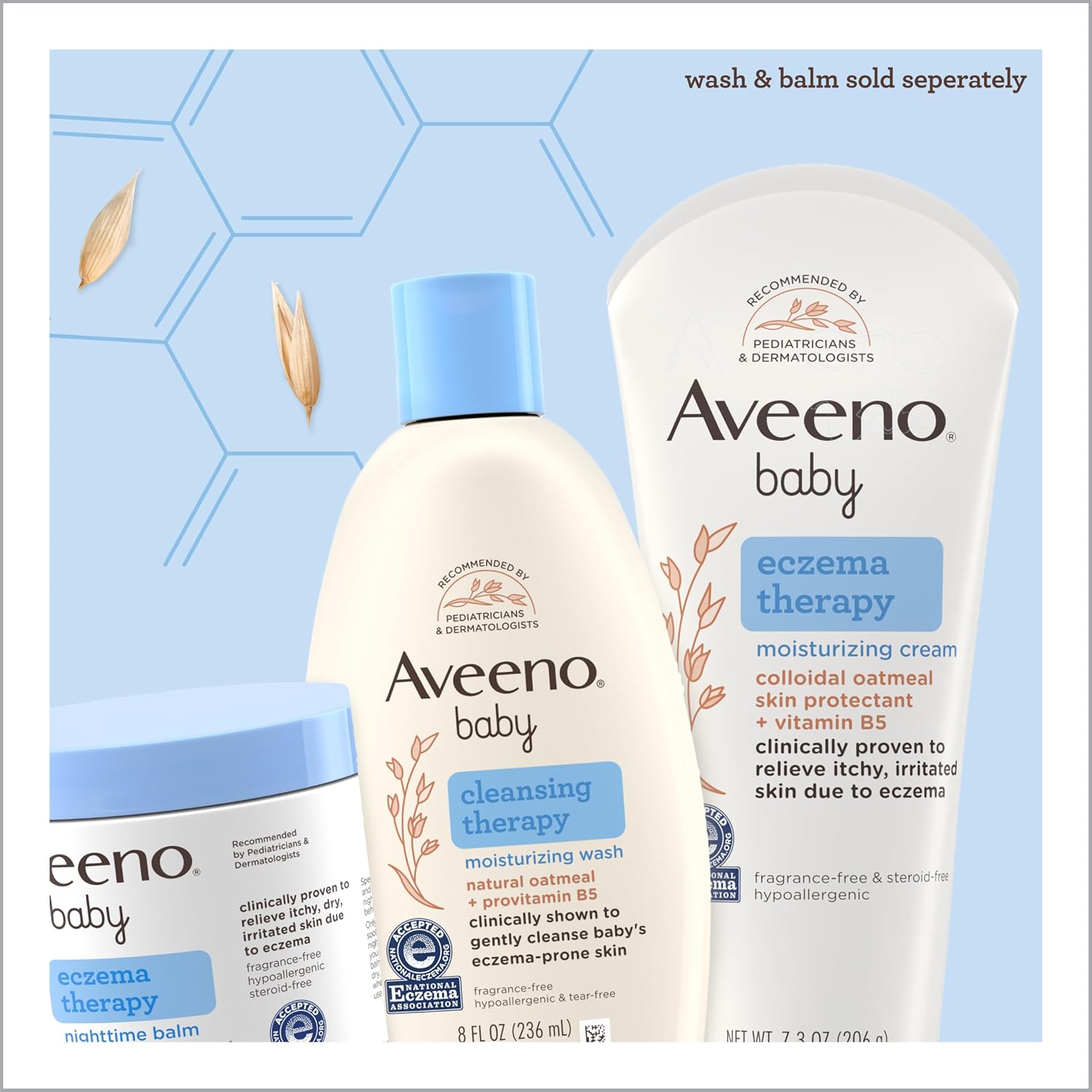 Aveeno Baby Eczema Therapy Moisturising Cream 141g tube with blue cap