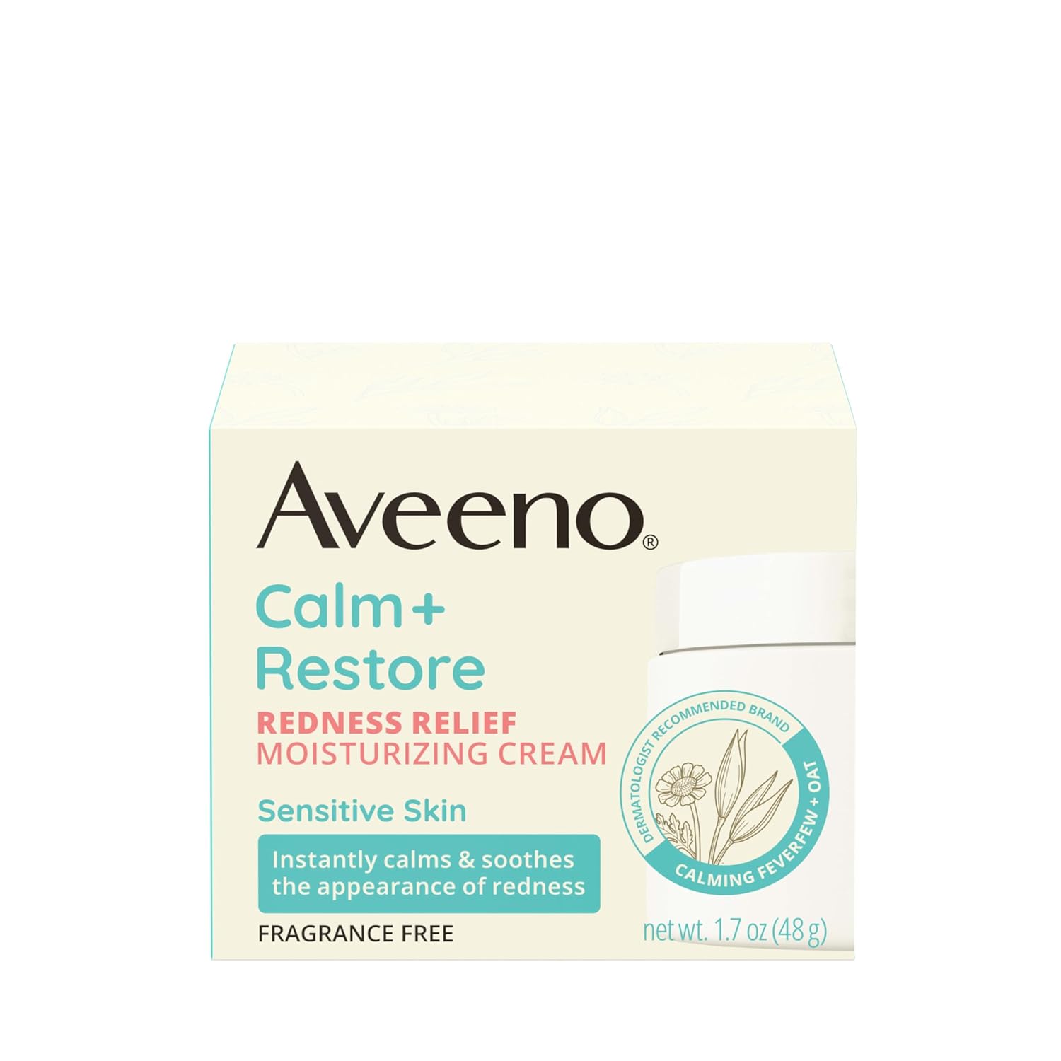 Aveeno Calm + Restore Redness Relief Moisturizing Cream 1.7 oz jar