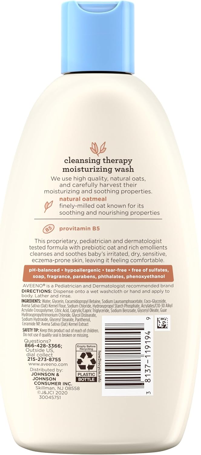 Aveeno Baby Cleansing Therapy Moisturising Wash 236ml bottle with blue cap