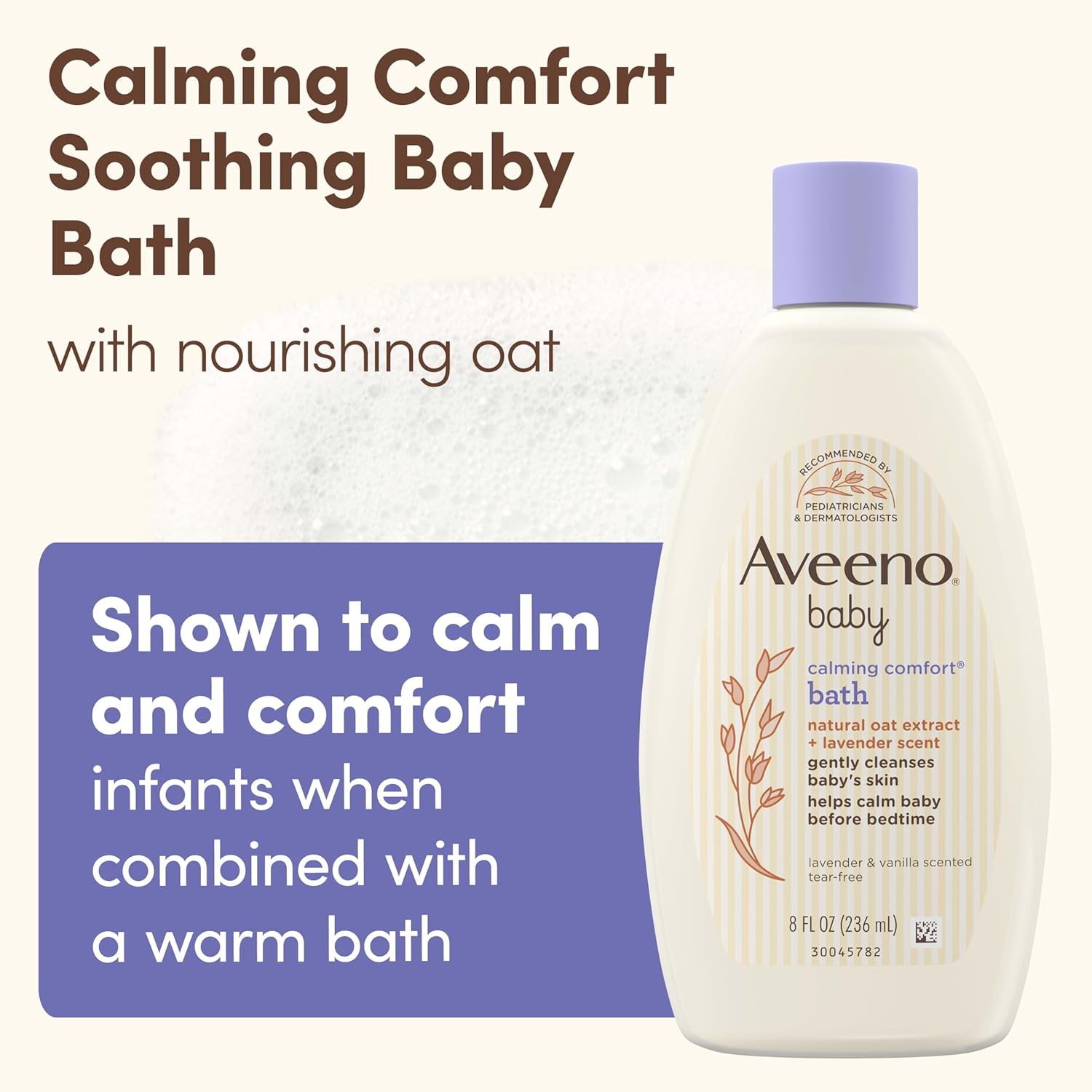 Aveeno Baby Calming Comfort Bath with lavender and vanilla, 236ml bottle