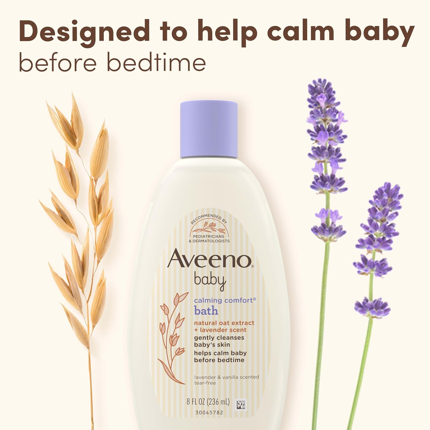 Aveeno Baby Calming Comfort Bath lavender and vanilla scented 236ml bottle