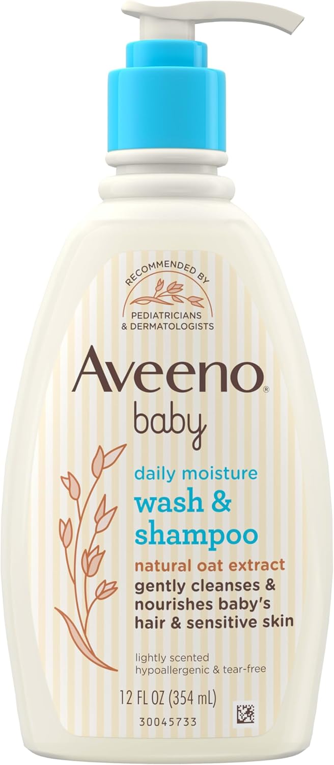 Aveeno baby daily moisture wash and shampoo 12 fl oz pump bottle