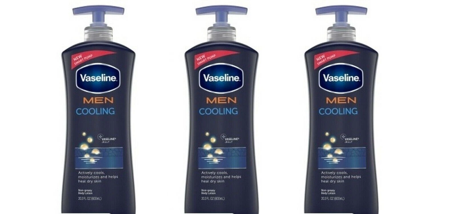 Vaseline Men Cooling 48-Hour Moisture Lotion 20.3oz dark blue pump bottle