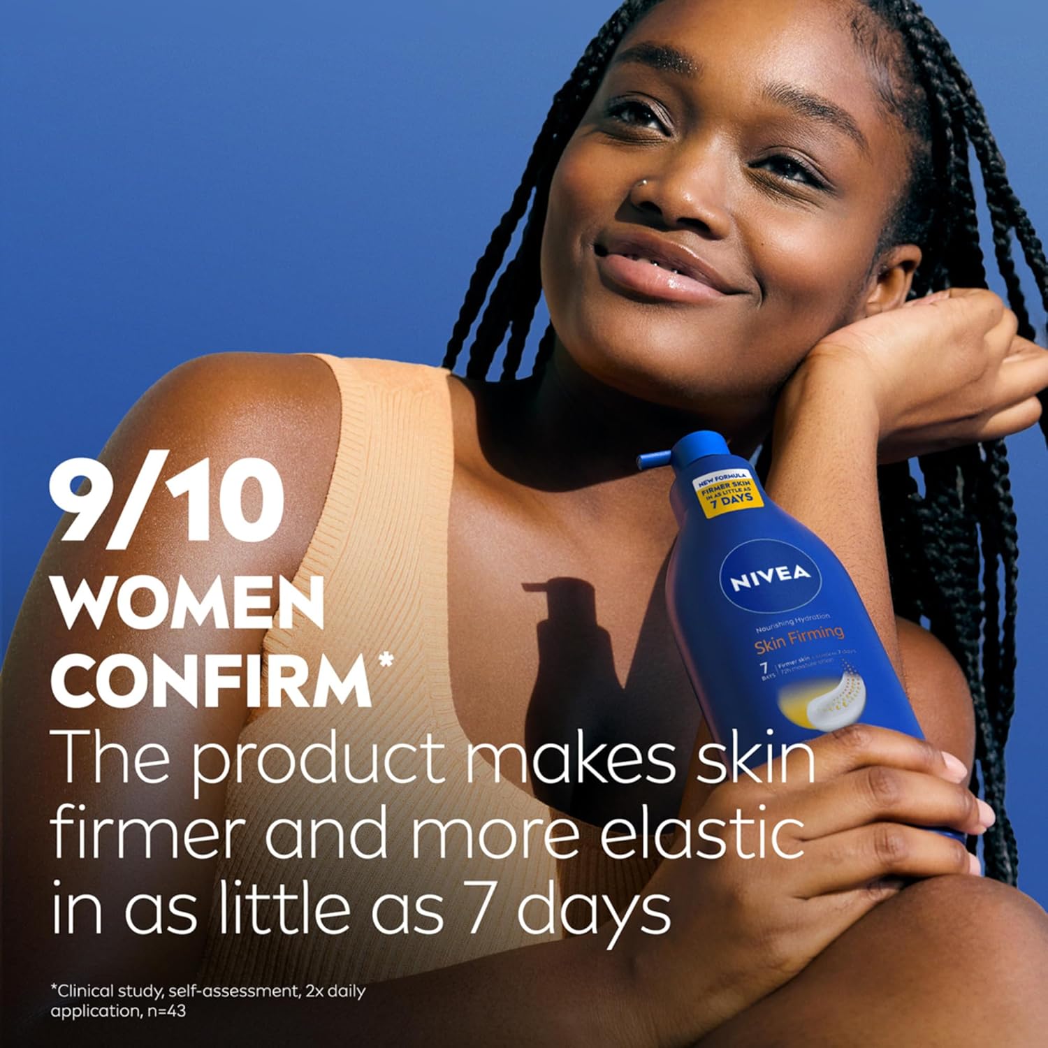 Nivea Skin Firming Hydration Q10 blue pump bottle 16.9oz lotion