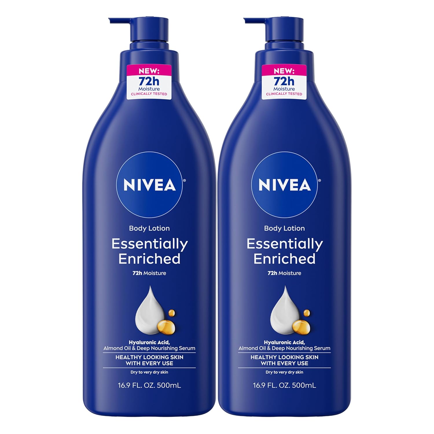 Nivea Body Lotion Essentially Enriched 500ml pump bottle for very dry skin