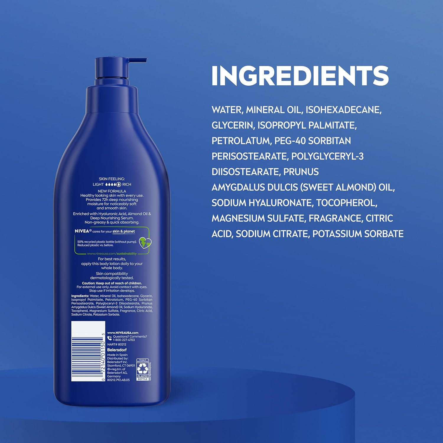 Nivea Essentially Enriched body lotion 16.9oz pump bottle for very dry skin