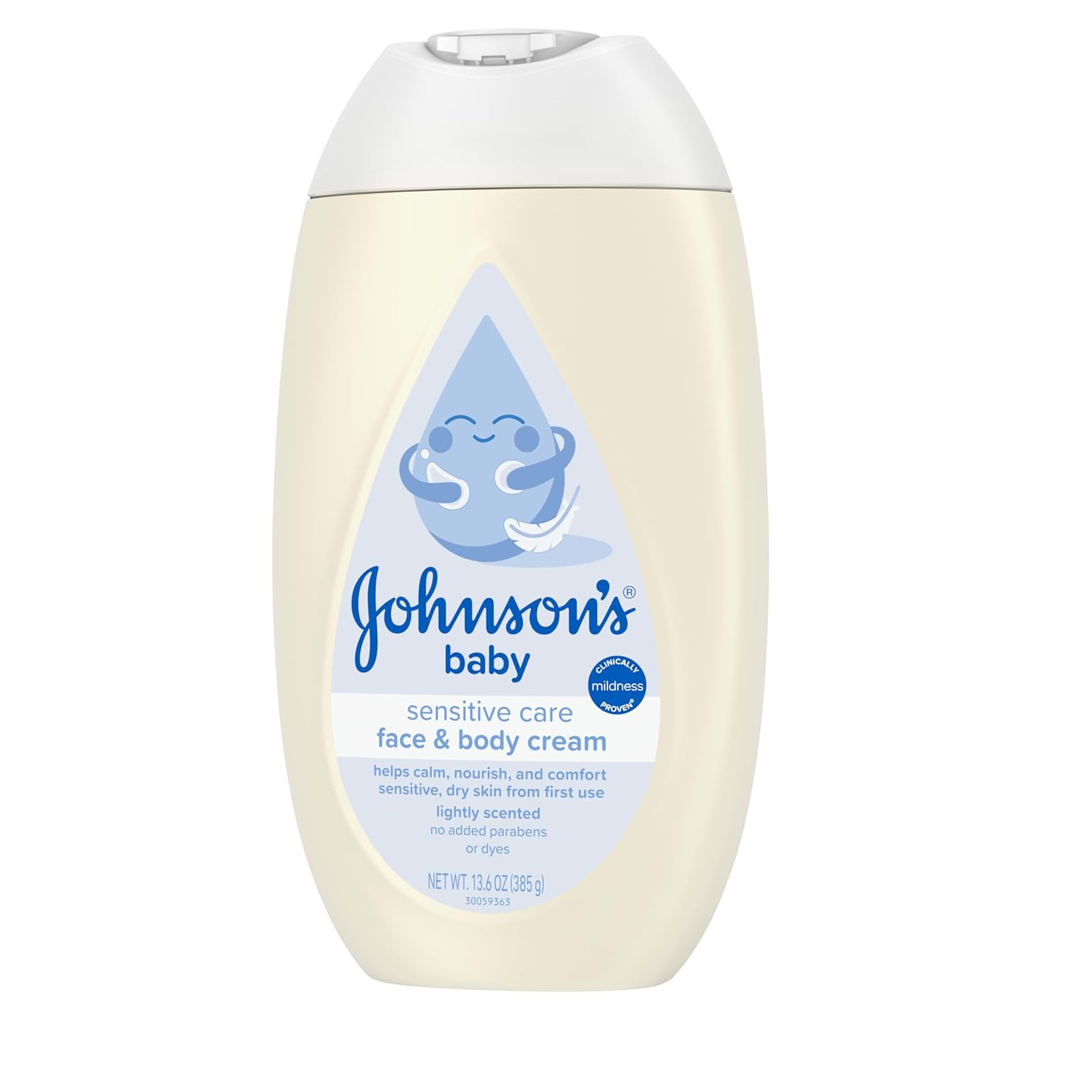 Johnson's baby Sensitive Care Face & Body Cream 13.6oz lightly scented