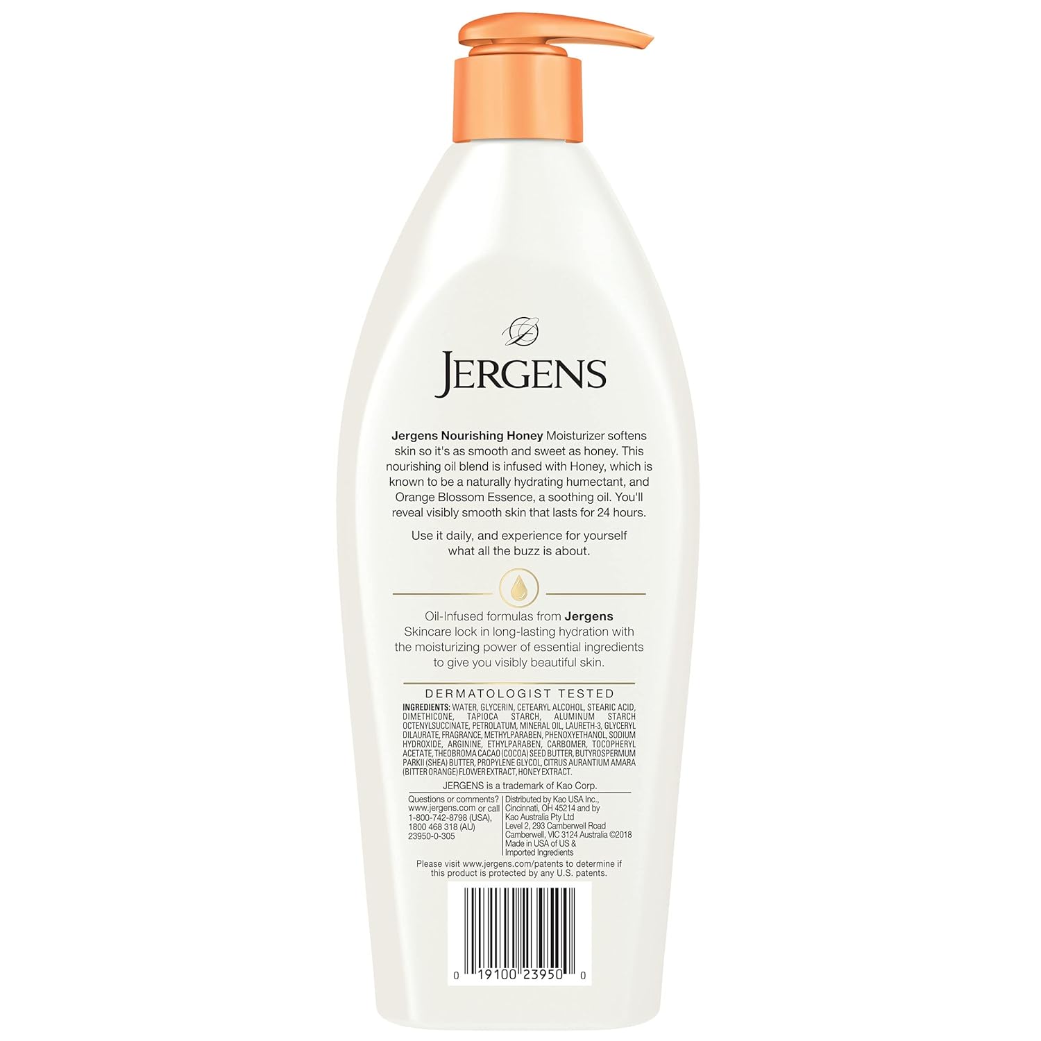 Jergens Nourishing Honey 16.8oz dry skin moisturiser with pump dispenser