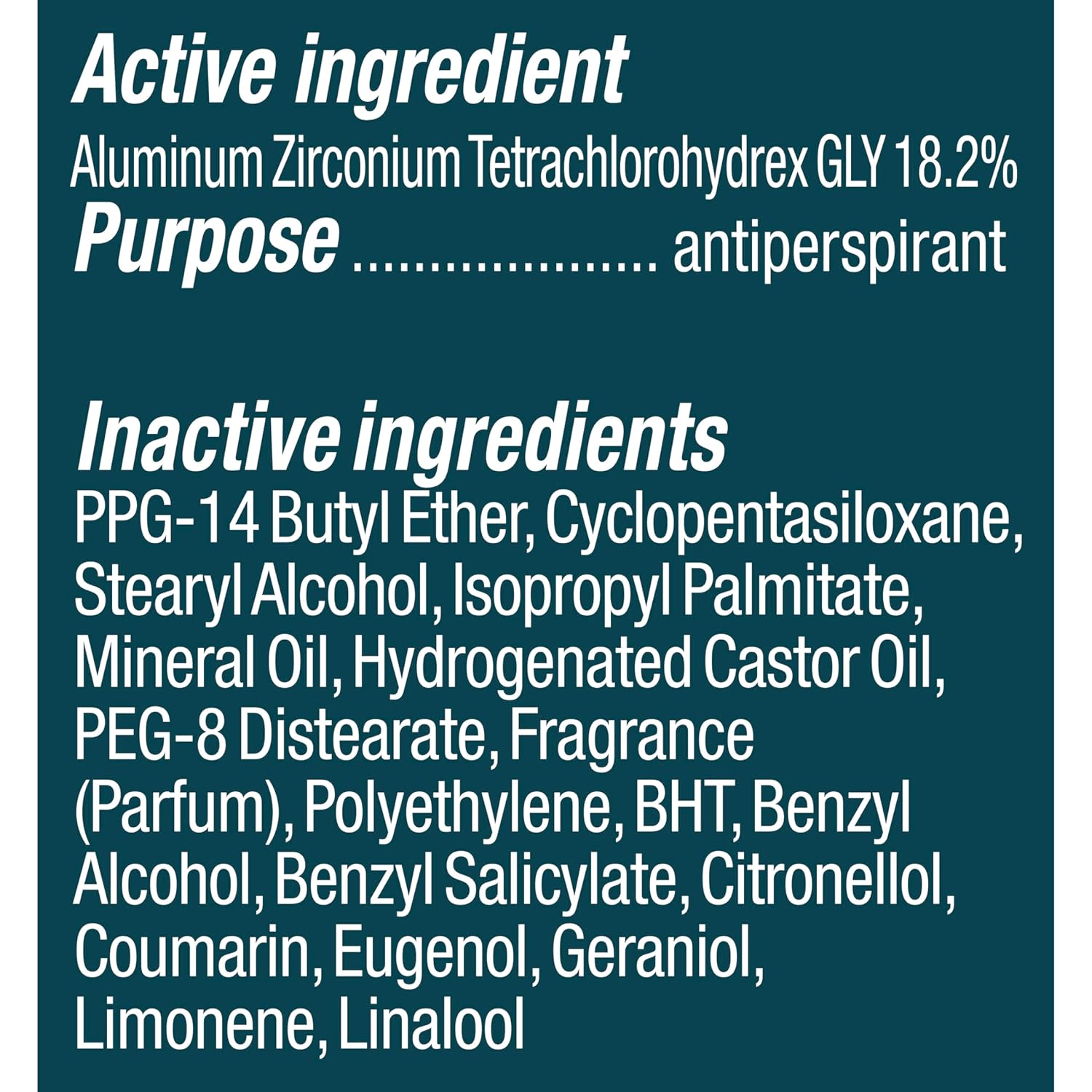 Degree Men Original Protection Sport antiperspirant deodorant stick ingredients list