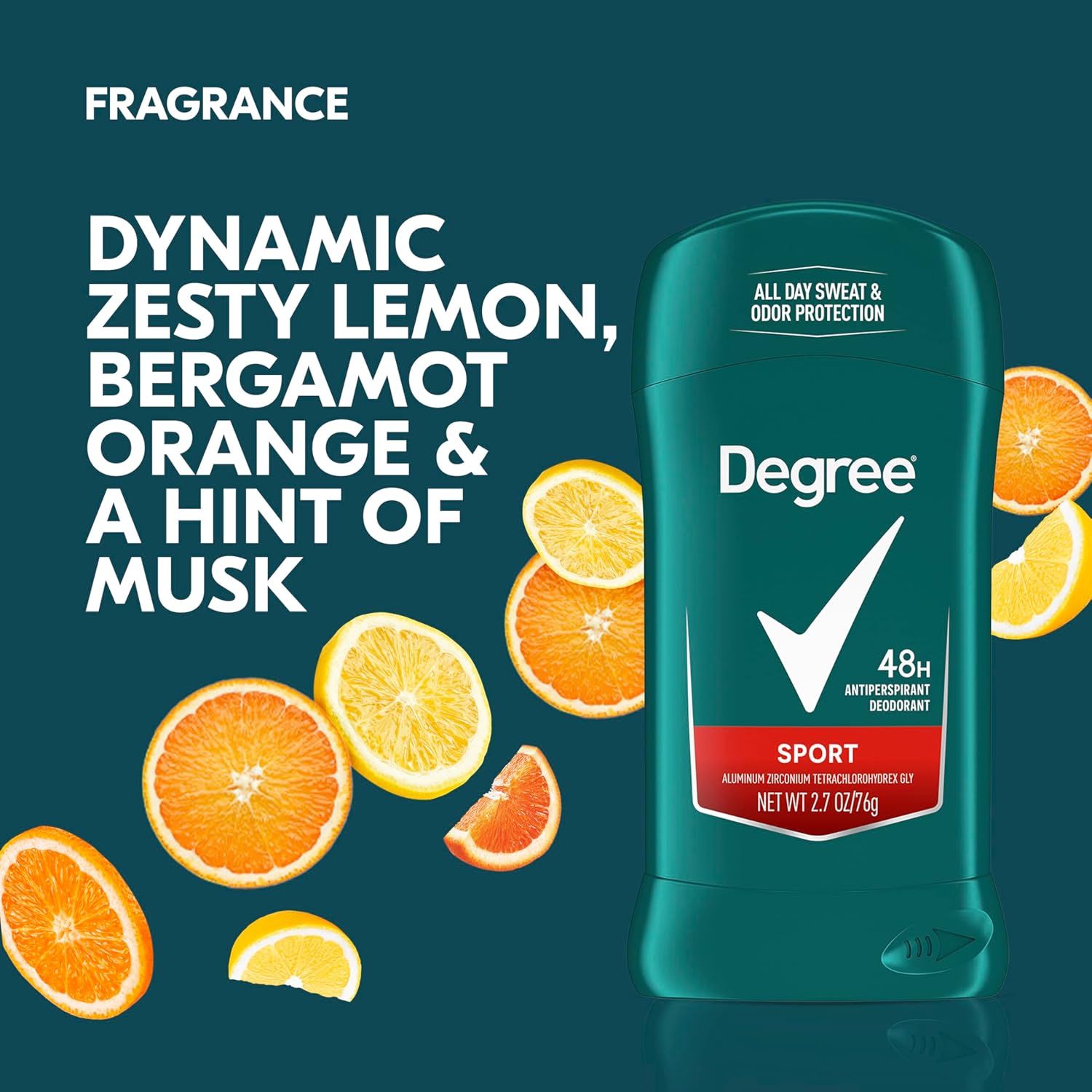 Degree Men Original Protection Sport antiperspirant deodorant stick, 76g, teal green bottle