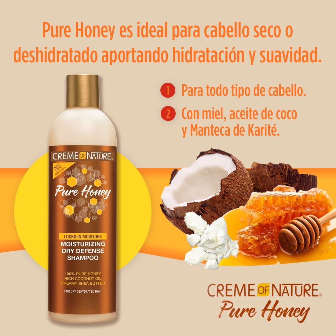 Creme of Nature Pure Honey Moisturising Dry Defence Shampoo bottle