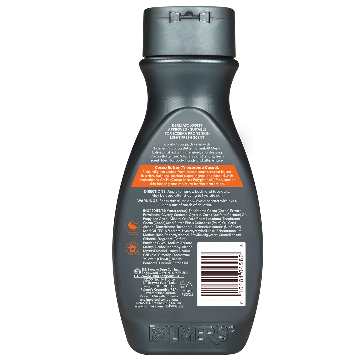 Palmer's Cocoa Butter Men Body and Face Lotion, 13.5 oz bottle, dark grey