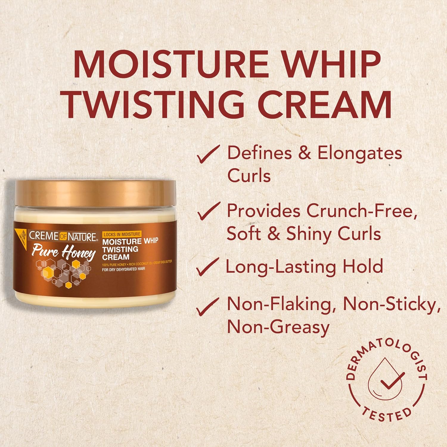 Creme of Nature Pure Honey Moisture Whip Twisting Cream 326g jar with bronze lid
