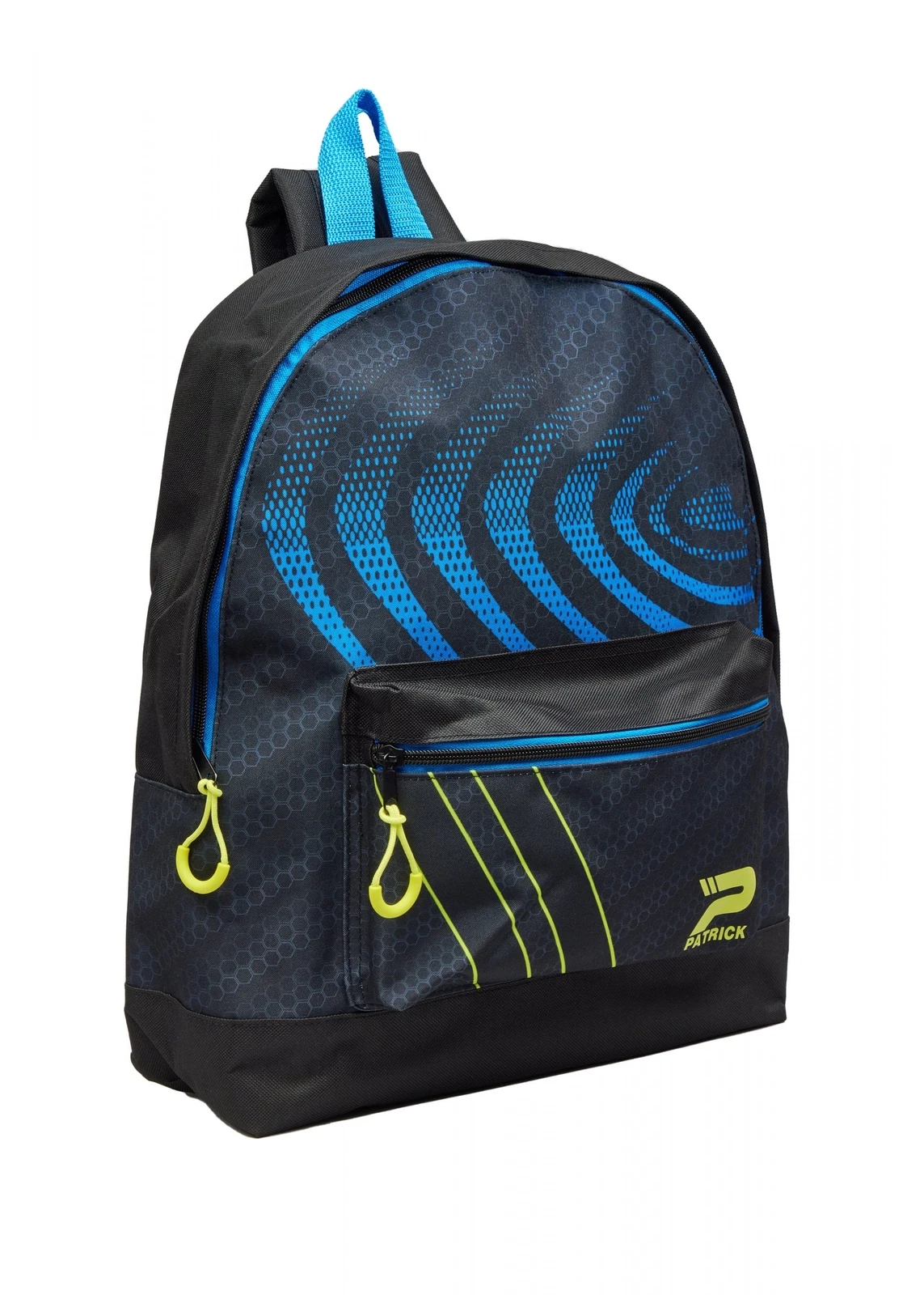 Patrick large backpack black and blue with yellow accents