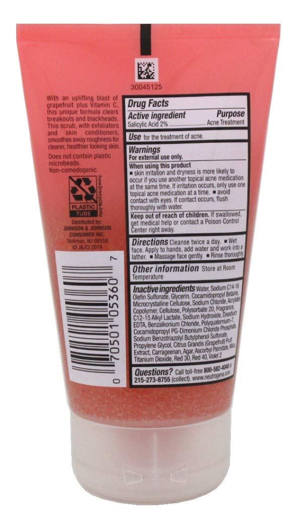 Neutrogena Oil-free Acne Wash Foaming Scrub Pink Grapefruit 4.2 oz bottle