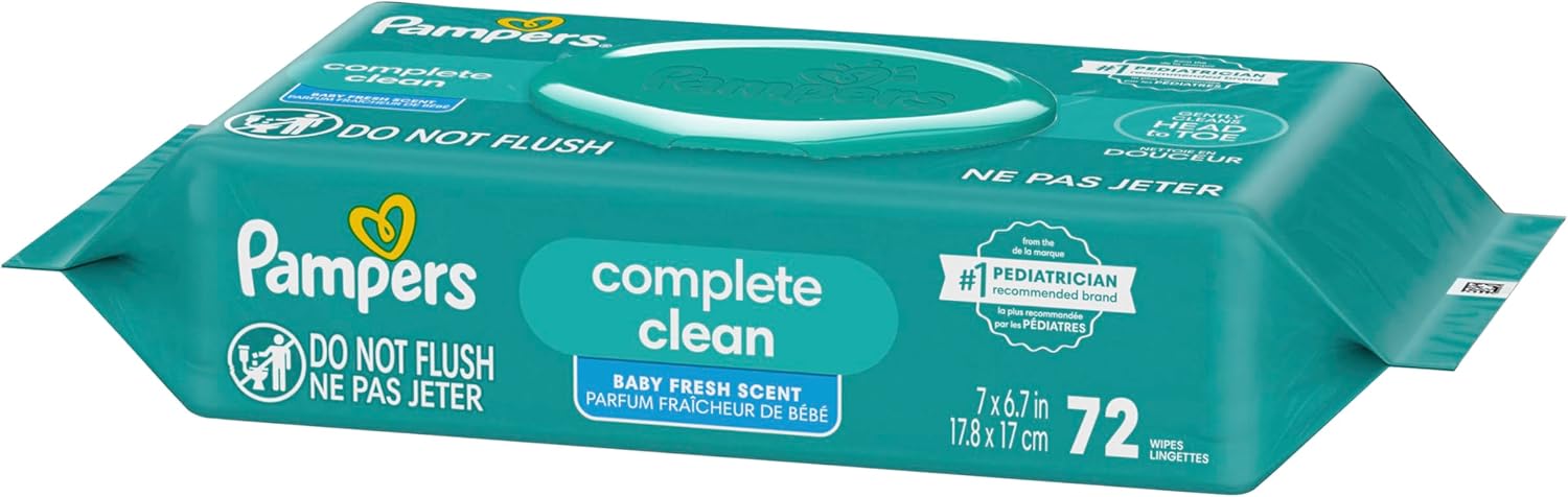 Pampers Complete Clean baby wipes, fresh scent, pack of 72